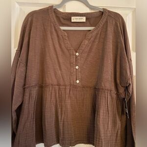 Lucky Brand Brown Peasant Blouse